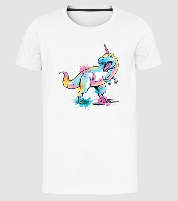 Unicornsaurus - Dinozaur Unicorn model alb pe tricou
