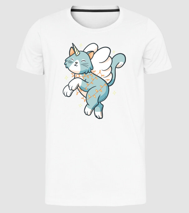 Pisică Unicorn model alb pe tricou