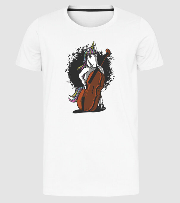 Unicorn cu violoncel model alb pe tricou