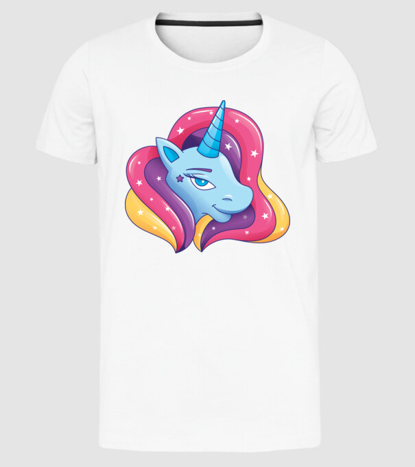Cap de unicorn model alb pe tricou