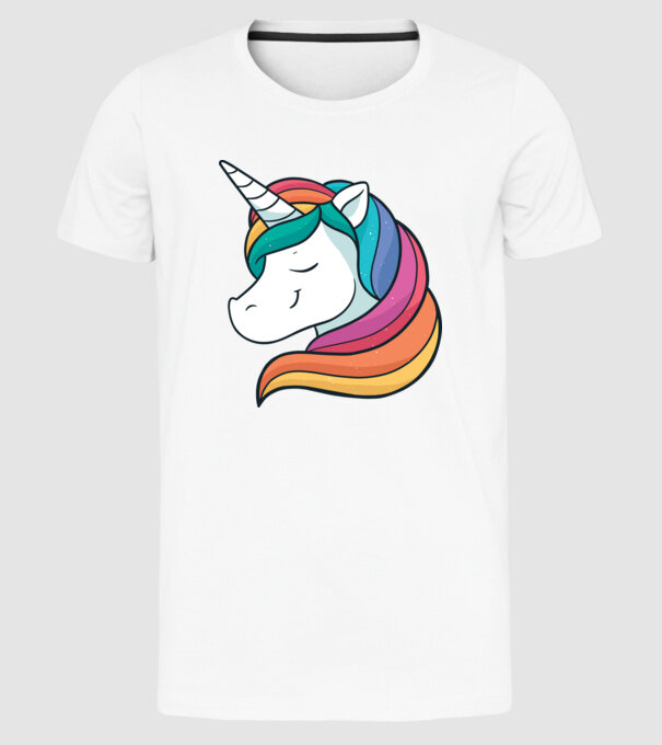 Cap de unicorn model alb pe tricou