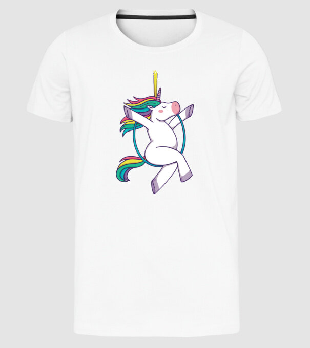 Unicorn pe cerc model alb pe tricou