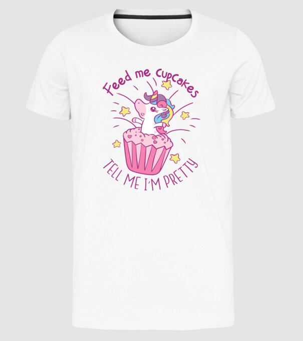 Unicorn Muffin model alb pe tricou