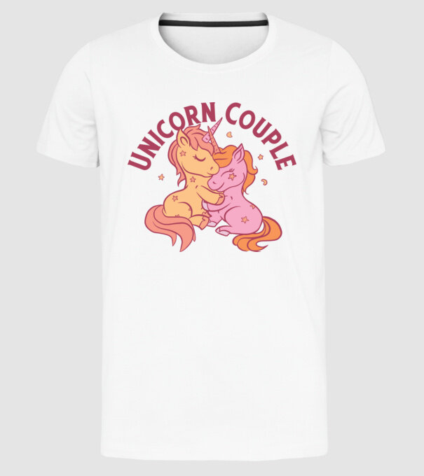 Pereche Unicorn model alb pe tricou