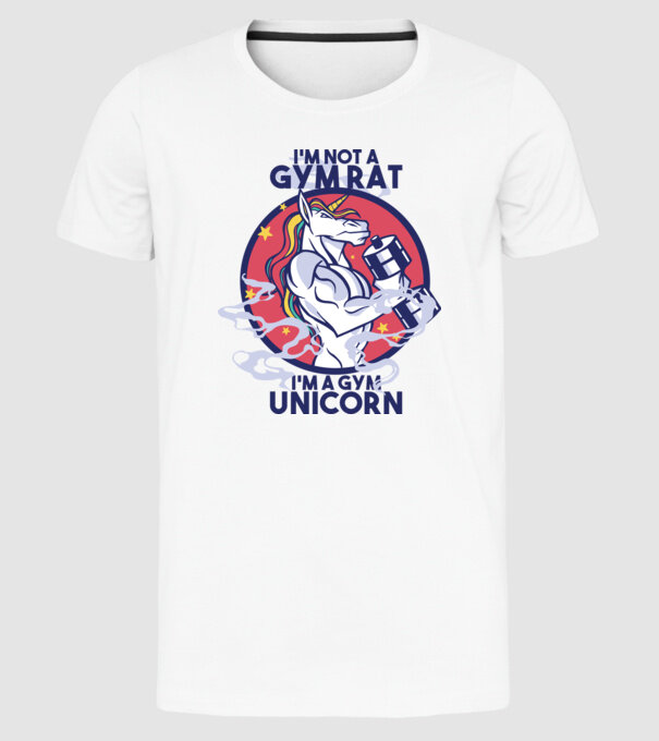 Unicorn antrenament cu haltere model alb pe tricou