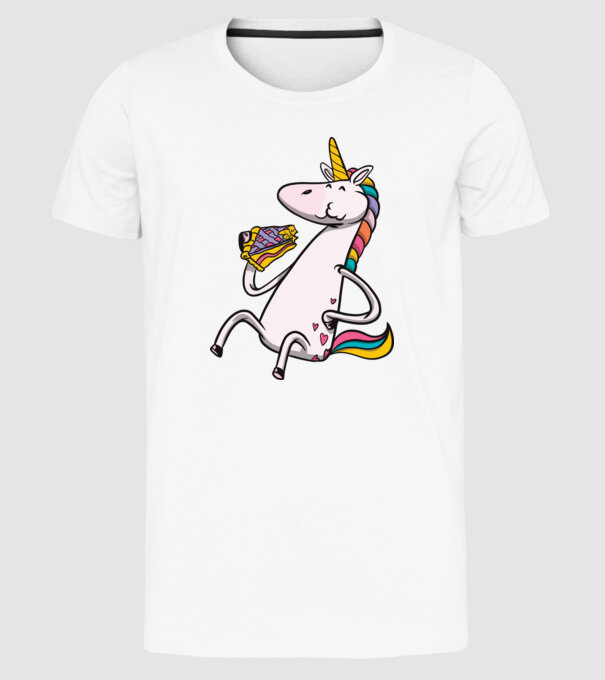 Unicorn cu prăjitură model alb pe tricou