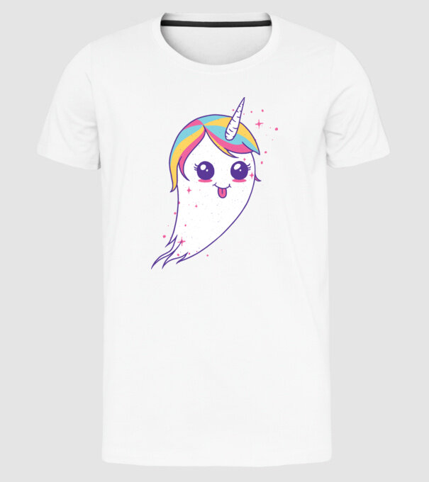 Unicorn Fantoma model alb pe tricou