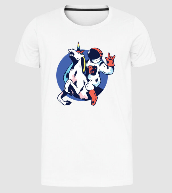 Unicorn Astronaut model alb pe tricou