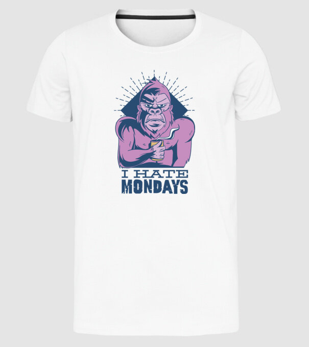Urăsc zilele de luni model alb pe tricou