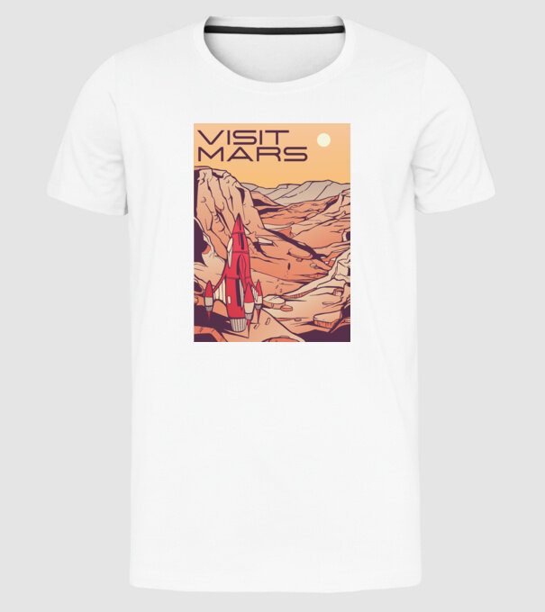 Călătorie pe Marte afiș model alb pe tricou