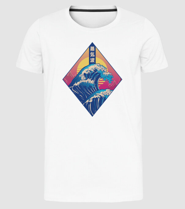 Vaporwave Val model alb pe tricou