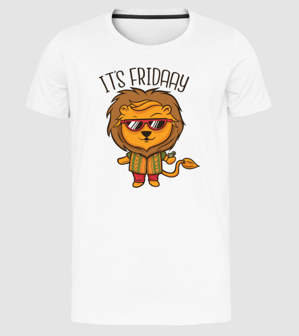 În sfârșit, vineri Leu model alb pe tricou