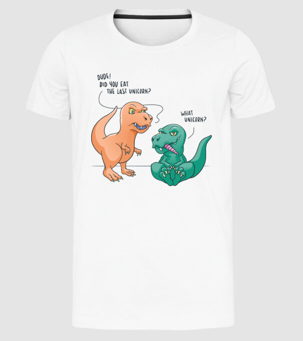 Tricou cu Dinozaur amuzant model alb pe tricou