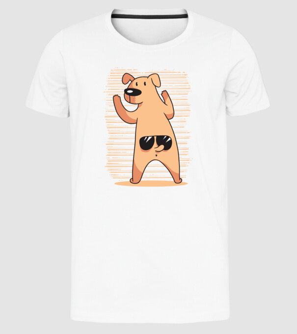 Tricou cu Câine amuzant model alb pe tricou