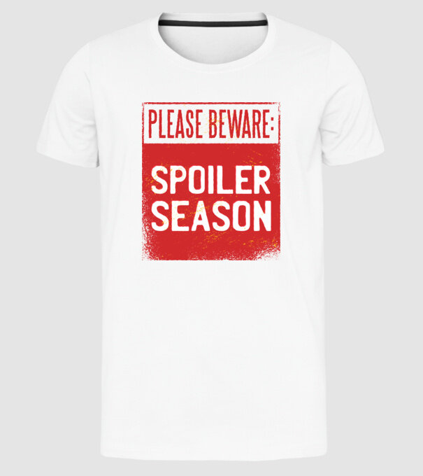 Atenție! Pericol de spoiler model alb pe tricou