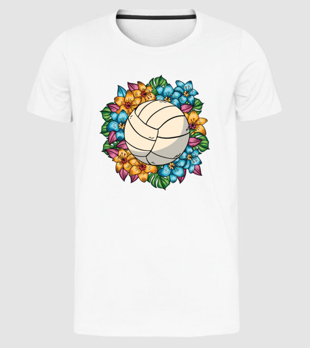 Minge de volei cu flori model alb pe tricou