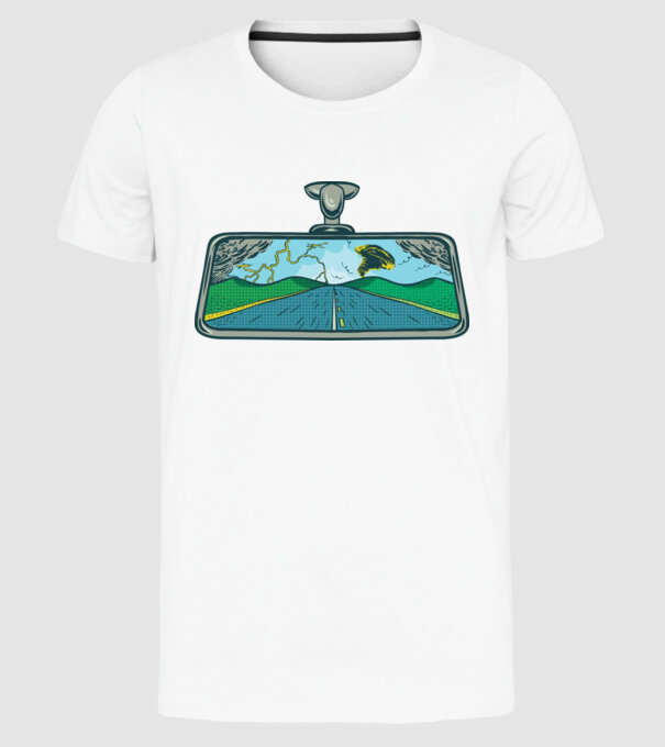 Oglindă retrovizoare model alb pe tricou