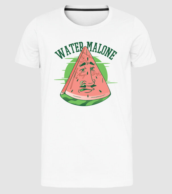 Water Malone model alb pe tricou