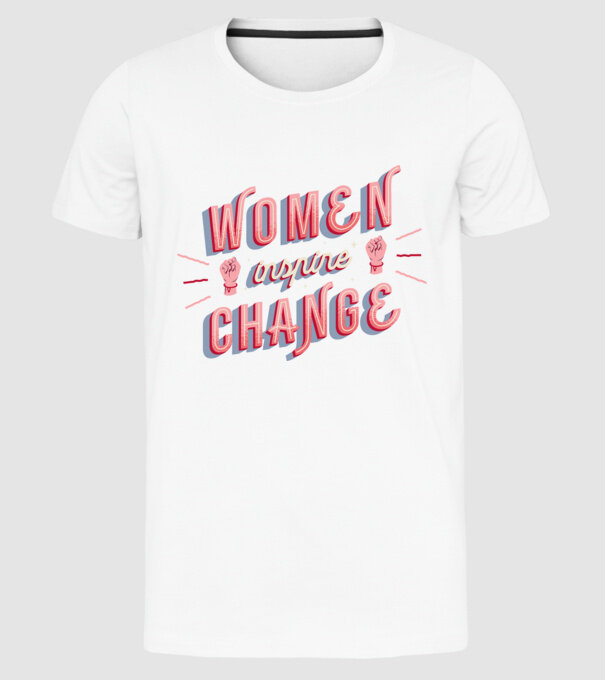 Women inspire change Ziua Femeii model alb pe tricou