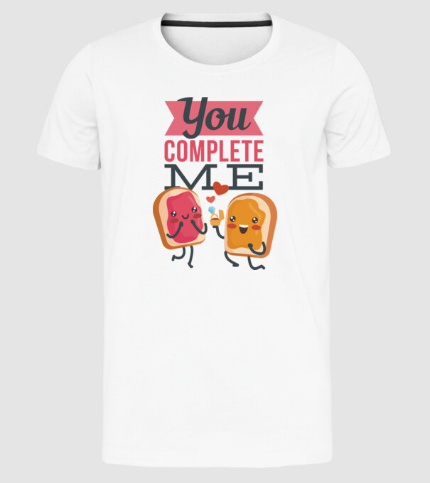 'You Complete Me Tricou drăguț pentru Valentine''s Day' model alb pe tricou