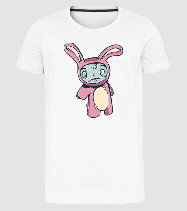 Iepuraș Zombie model alb pe tricou