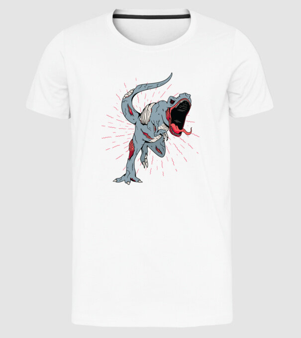 T-rex Zombie model alb pe tricou