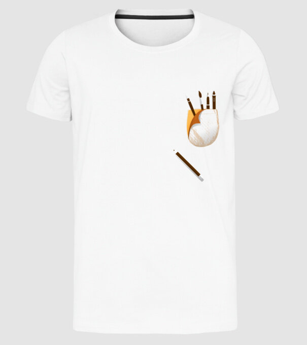 Designer buzunar model alb pe tricou