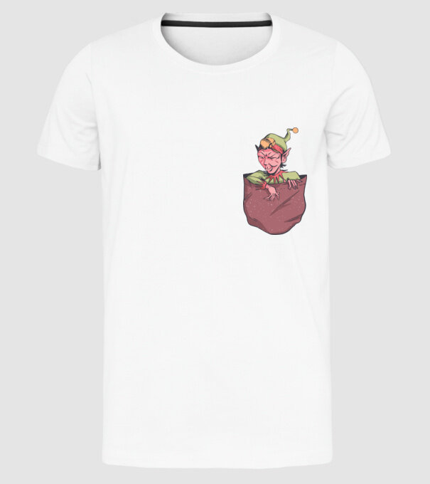 Elf de buzunar model alb pe tricou