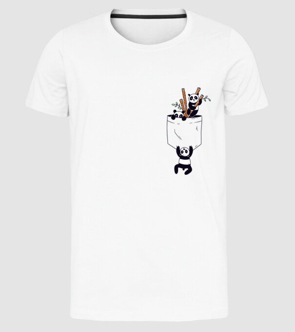 Panda de buzunar model alb pe tricou