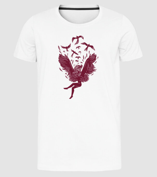 Îngerul care cade model alb pe tricou