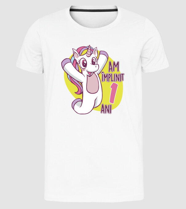 Am împlinit 1 an model alb pe tricou