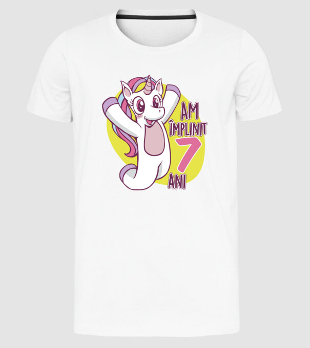 Am împlinit 7 ani model alb pe tricou