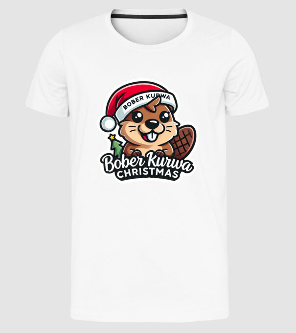 Bober Kurwa Christmas 1 model alb pe tricou