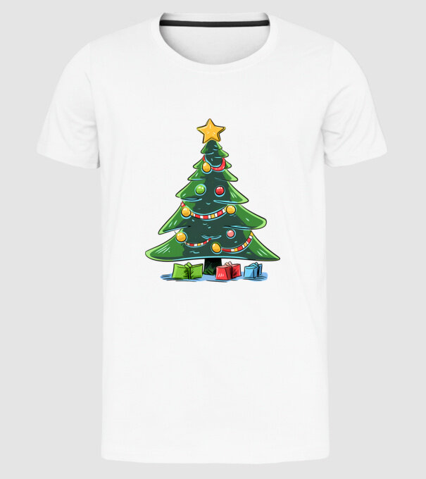 Brad de Crăciun model alb pe tricou