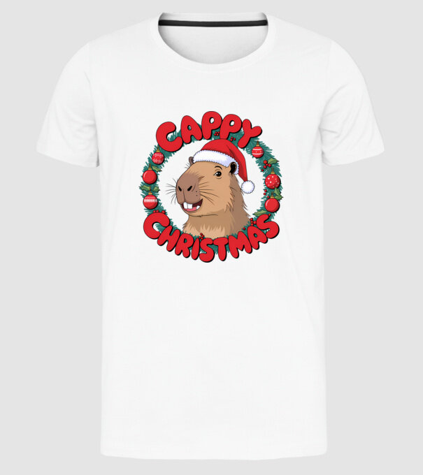 Cappy Christmas 1 model alb pe tricou