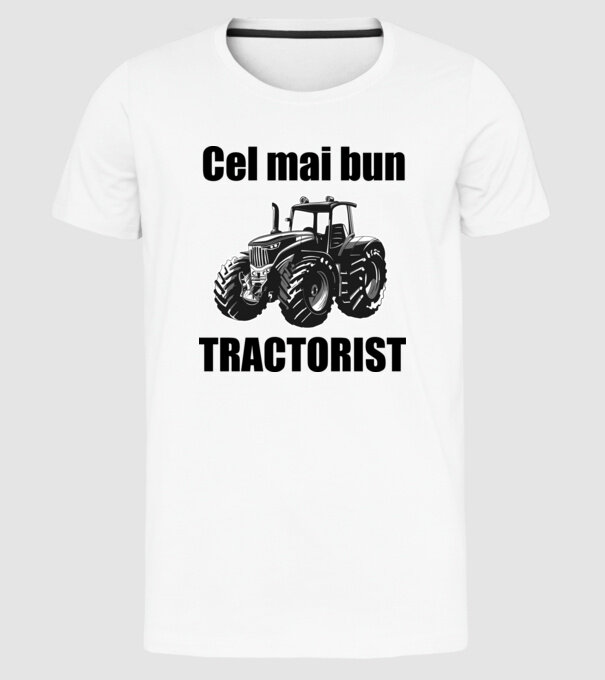 Cel mai bun tractorist model alb pe tricou