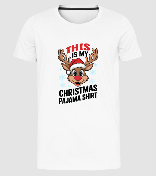 Christmas Pajama Reindeer Alb model alb pe tricou