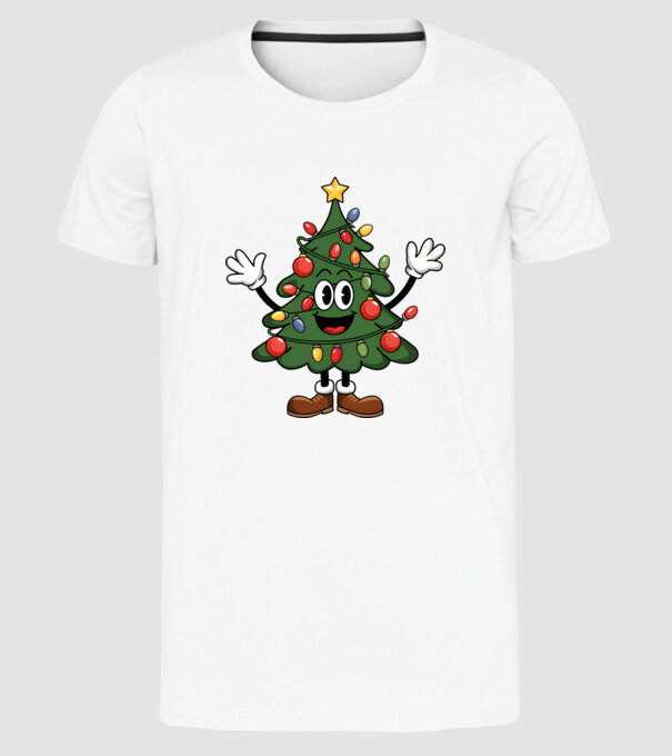 Copac de Crăciun drăguț model alb pe tricou