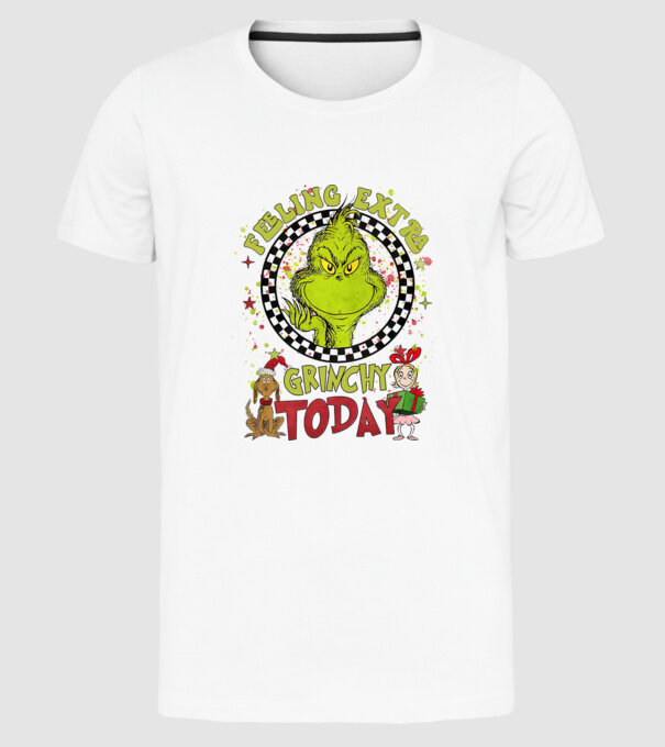 Feeling extra Grinchy today - Grinch model alb pe tricou