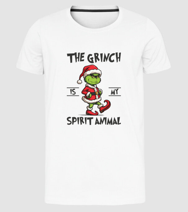 Grinch is my spirit animal model alb pe tricou