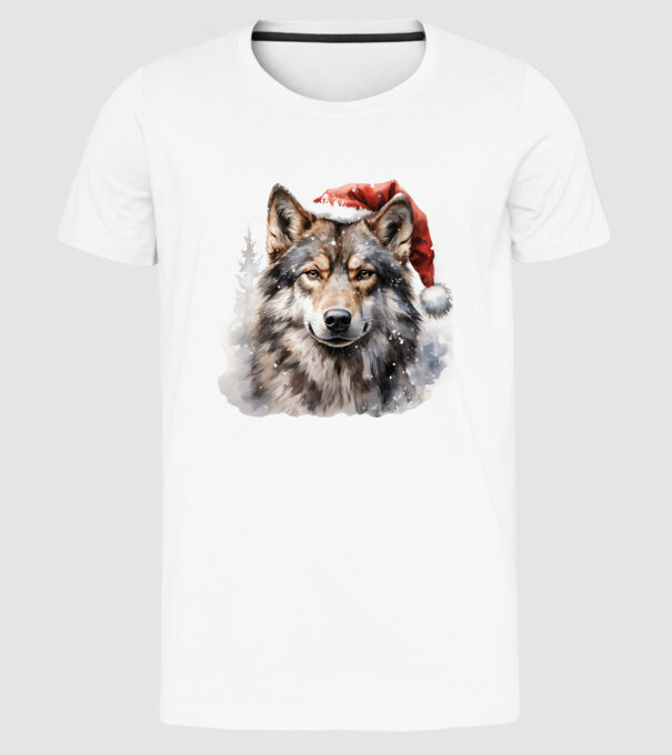 Lupul de Crăciun Alb model alb pe tricou