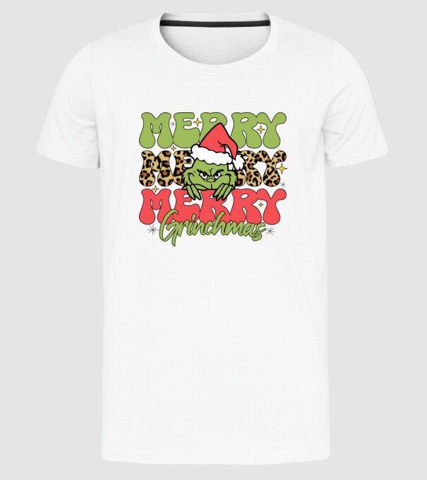 Merry Grinchmas model alb pe tricou