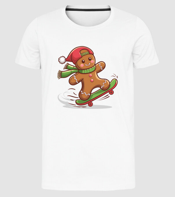 Patinator de turtă dulce model alb pe tricou