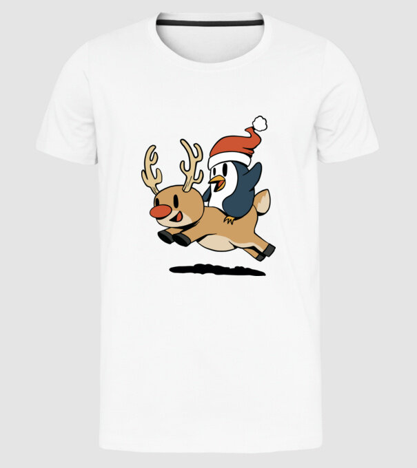 pinguin reindeer cristmas model alb pe tricou