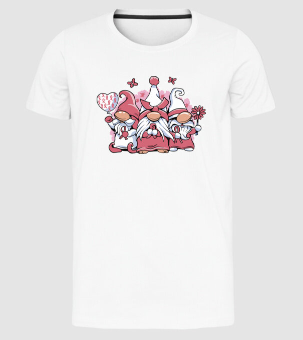 Pink christmas Gnomes model alb pe tricou