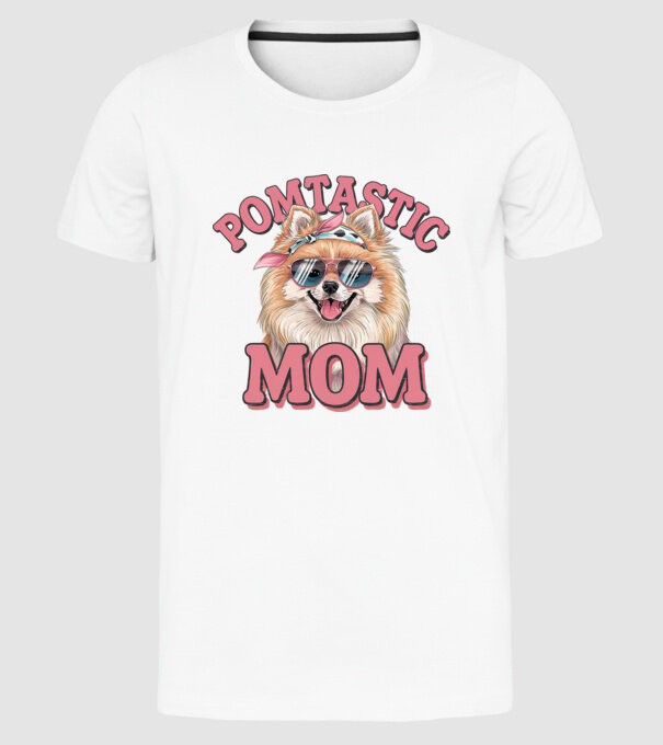 Pomtastic Mom model alb pe tricou