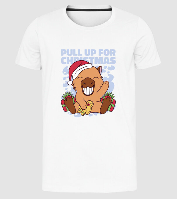 Pull up for christmas Capybara model alb pe tricou