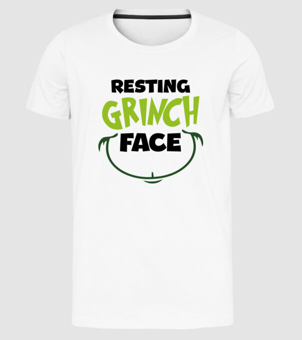 Resting Grinch face model alb pe tricou