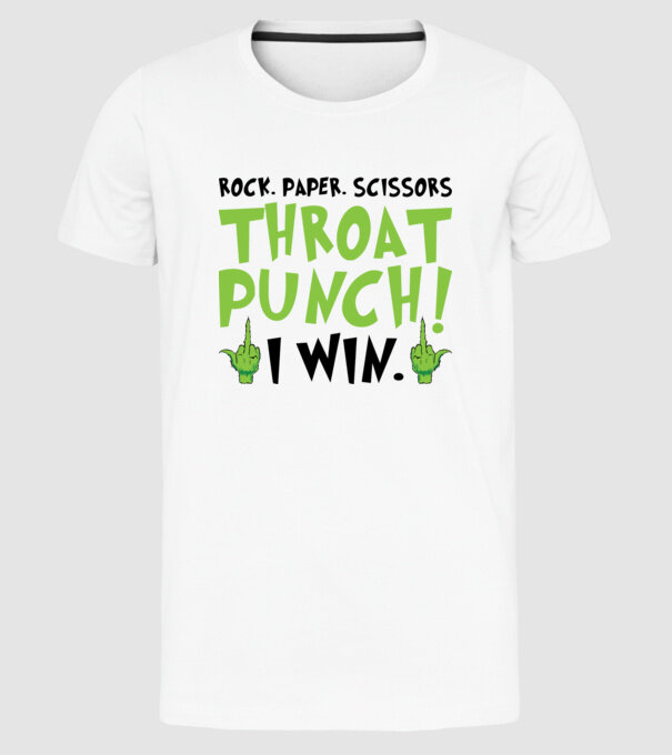 Rock paper scissors - Grinch model alb pe tricou