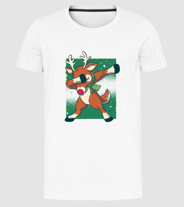Rudolph DAB model alb pe tricou